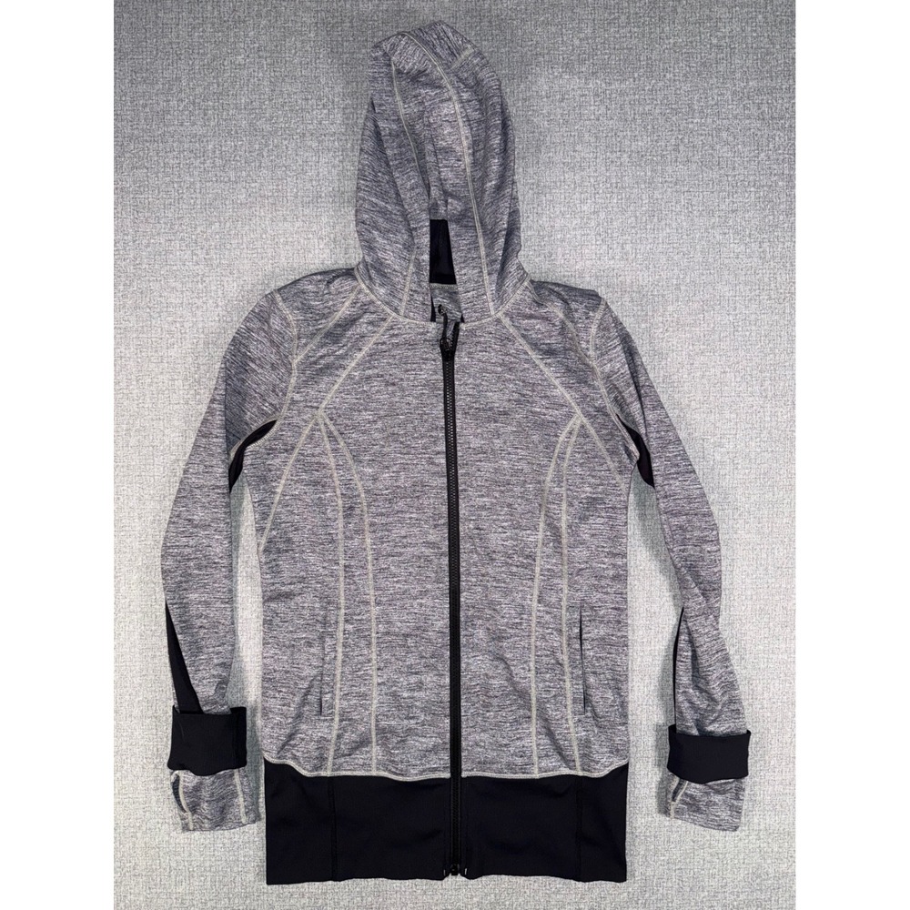 Lululemon Stride Jacket Gray Black Space Dye Full Zip Hoodie Size 10